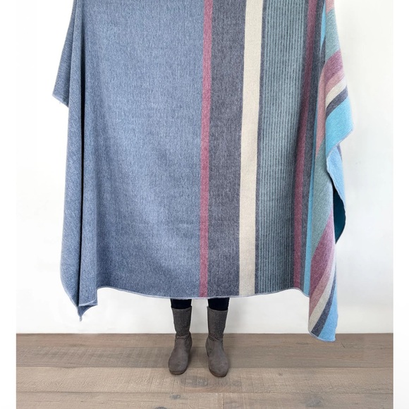 NWT Shupaca Blue Bird Striped Multicolor Throw Blanket Alpaca blend - Picture 2 of 7